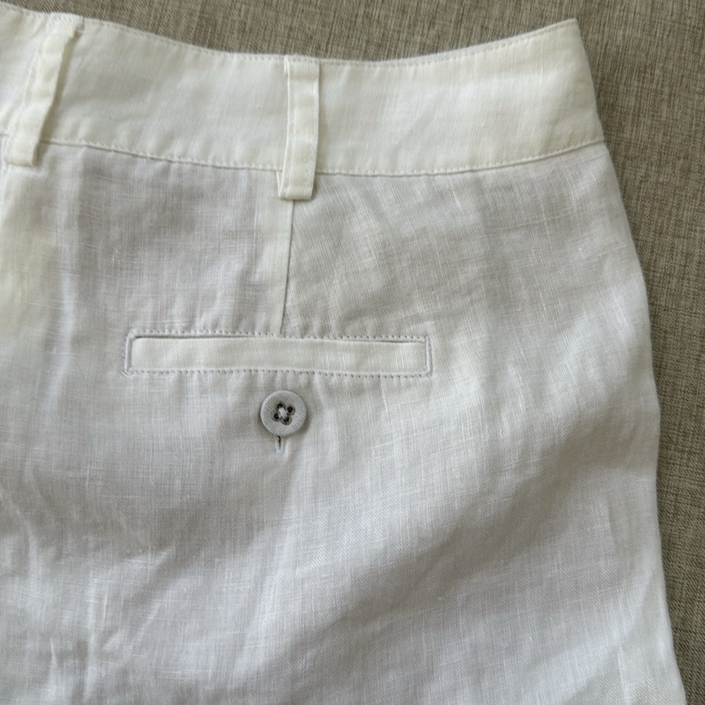 BODEN 100%‎ Linen Shorts White Folded Hem Women’s Size 4L pleated - Picture 10 of 12